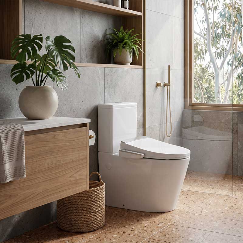 Kohler Grande Rimless Dual Flush Back to Wall Toilet Suite Combo with Englefield Intelligent Electric Heated Toilet Seat 650x395x830mm