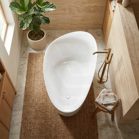 Kohler Veil Lithocast Freestanding Bathtub with Overflow 1649mm - Gloss White