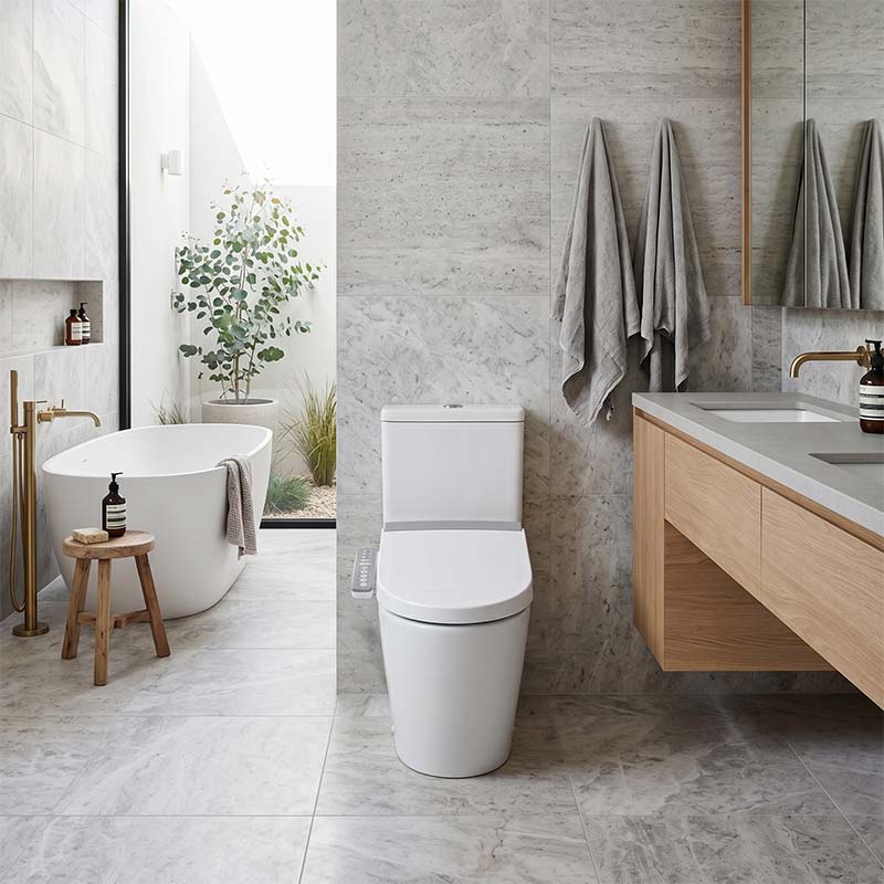505mm Englefield Length Intelligent Electric Heated Toilet Cover Seat with Auto Self-cleaning and Air Dryer for toilet - Gloss White