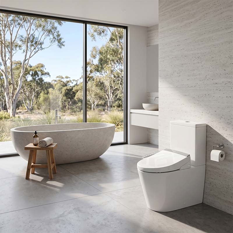 505mm Englefield Length Intelligent Electric Heated Toilet Cover Seat with Auto Self-cleaning and Air Dryer for toilet - Gloss White
