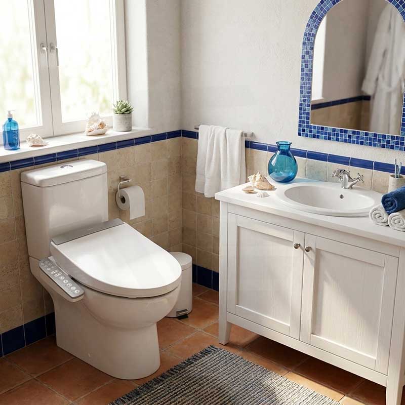 505mm Englefield Length Intelligent Electric Heated Toilet Cover Seat with Auto Self-cleaning and Air Dryer for toilet - Gloss White
