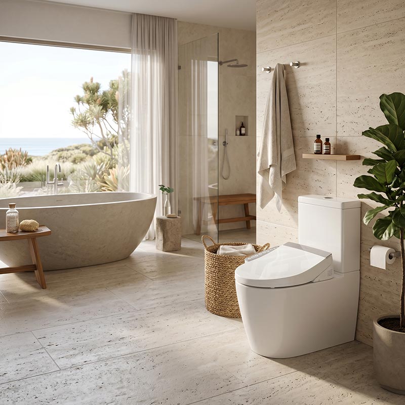 505mm Englefield Length Intelligent Electric Heated Toilet Cover Seat with Auto Self-cleaning and Air Dryer for toilet - Gloss White