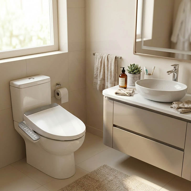 505mm Englefield Length Intelligent Electric Heated Toilet Cover Seat with Auto Self-cleaning and Air Dryer for toilet - Gloss White