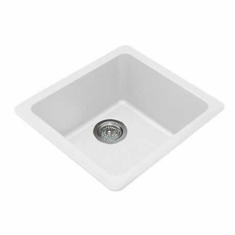 White Granite Quartz Stone Kitchen/ Laundry Sink Single Bowl Top/ Under Mount 422*422*203mm