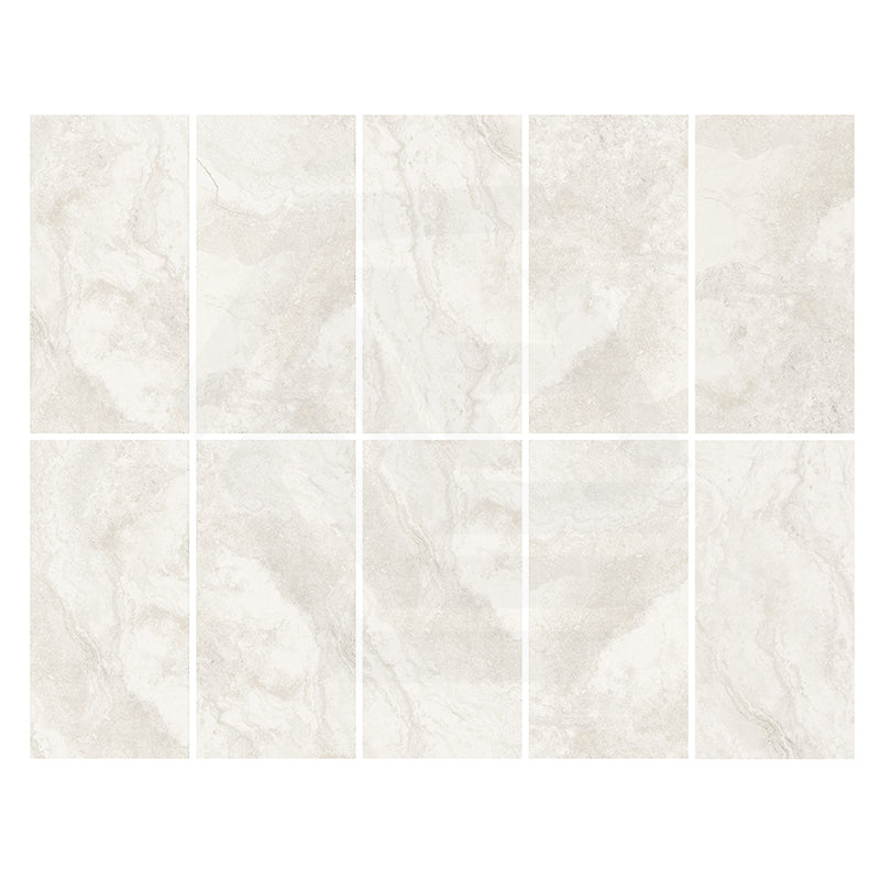 Noble Travertine White Beige Lappato Stone Look 450x900mm Tile