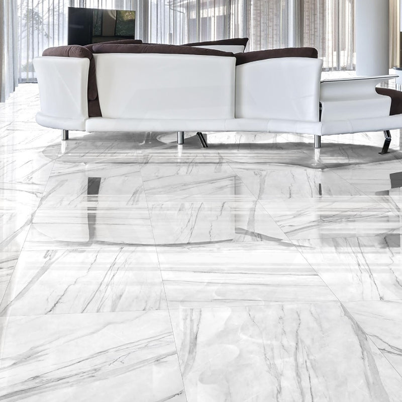 Carrara Marble Look White Polished Porcelain Tile 300/600mm