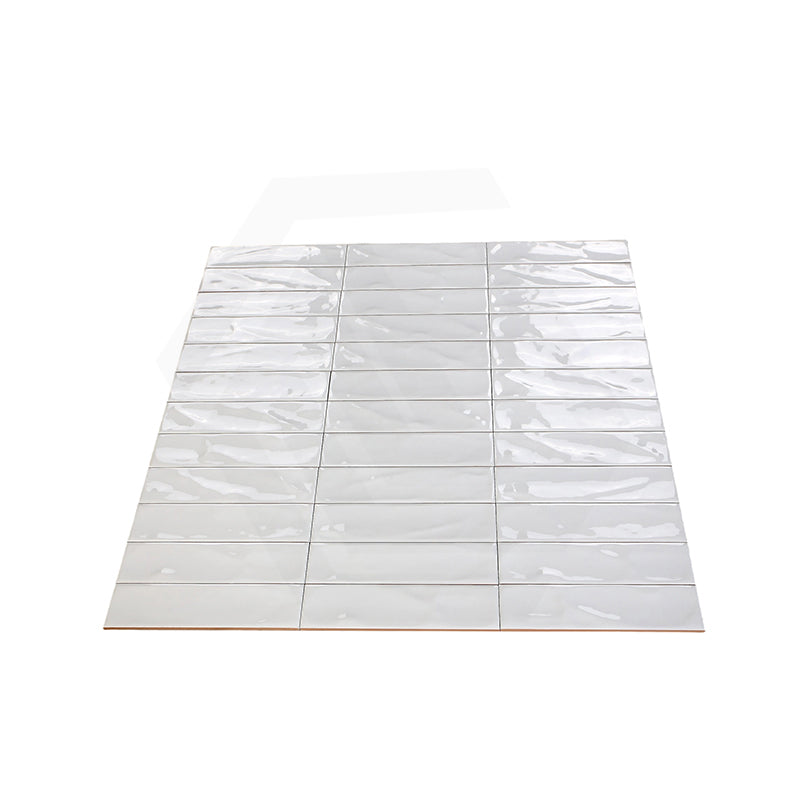 Wavy White Gloss Subway Ceramic Tile 75x300mm