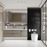 Wavy Medium Grey Gloss Subway Ceramic Tile 75x300mm