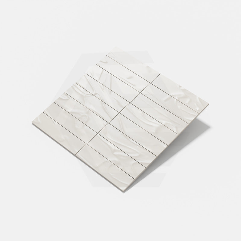 Wavy Ivory Matt Subway Ceramic Tile 75x300mm