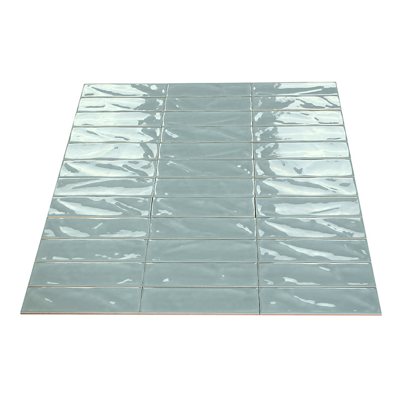 Wavy Light Green Gloss Subway Ceramic Tile 75×300mm