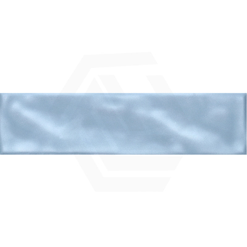 Wavy Sky Blue Gloss Subway Ceramic Tile 75×300mm