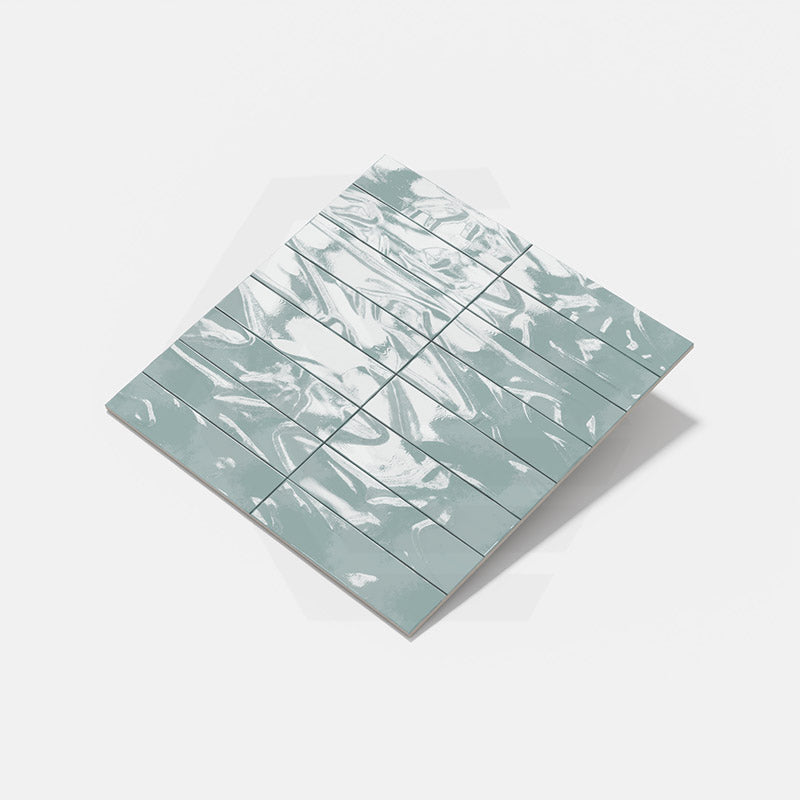 Wavy Sea Green Gloss Subway Ceramic Tile 75×300mm