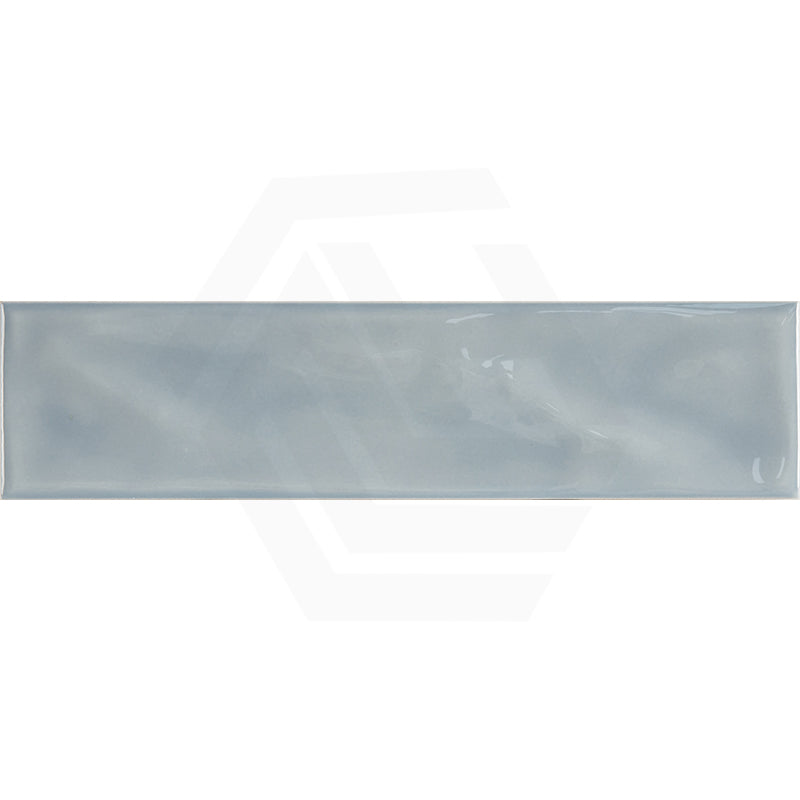 Wavy Frost Blue Gloss Subway Ceramic Tile 75×300mm
