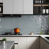 Wavy Frost Blue Gloss Subway Ceramic Tile 75×300mm