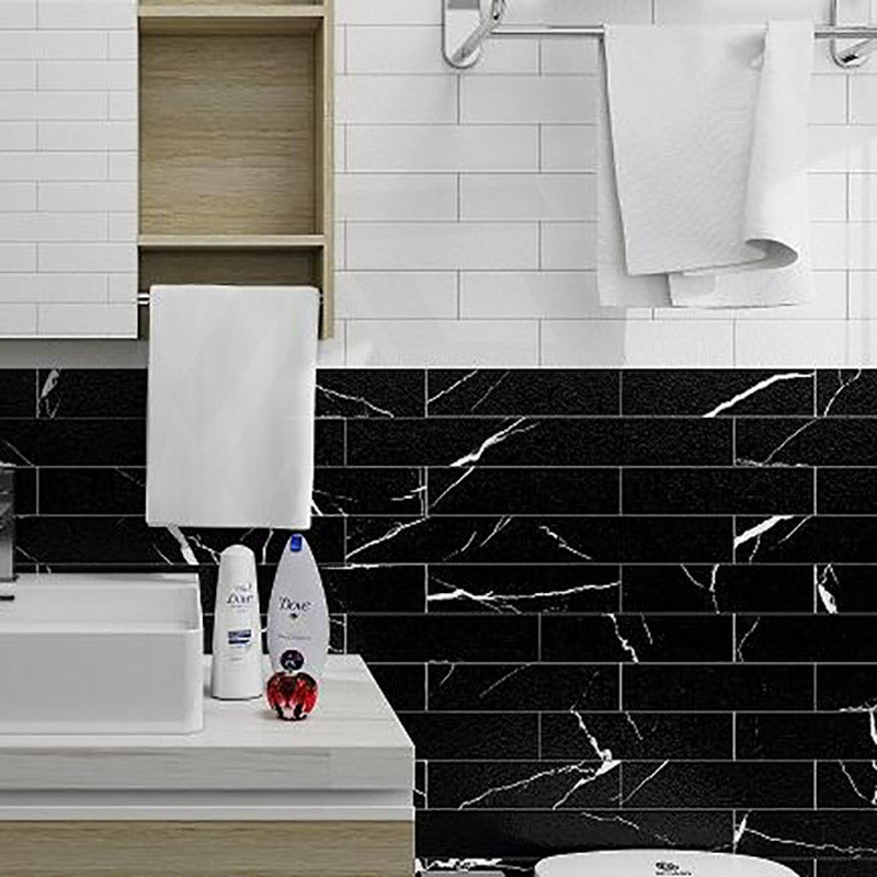 Wavy Nero Macquina Matt Black Subway Porcelain Tile 75×300mm