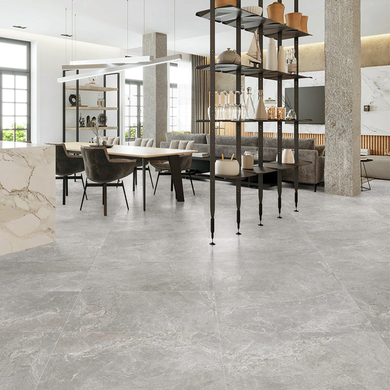 River Grey Marble Look Polished Porcelain Tile 600x1200mm