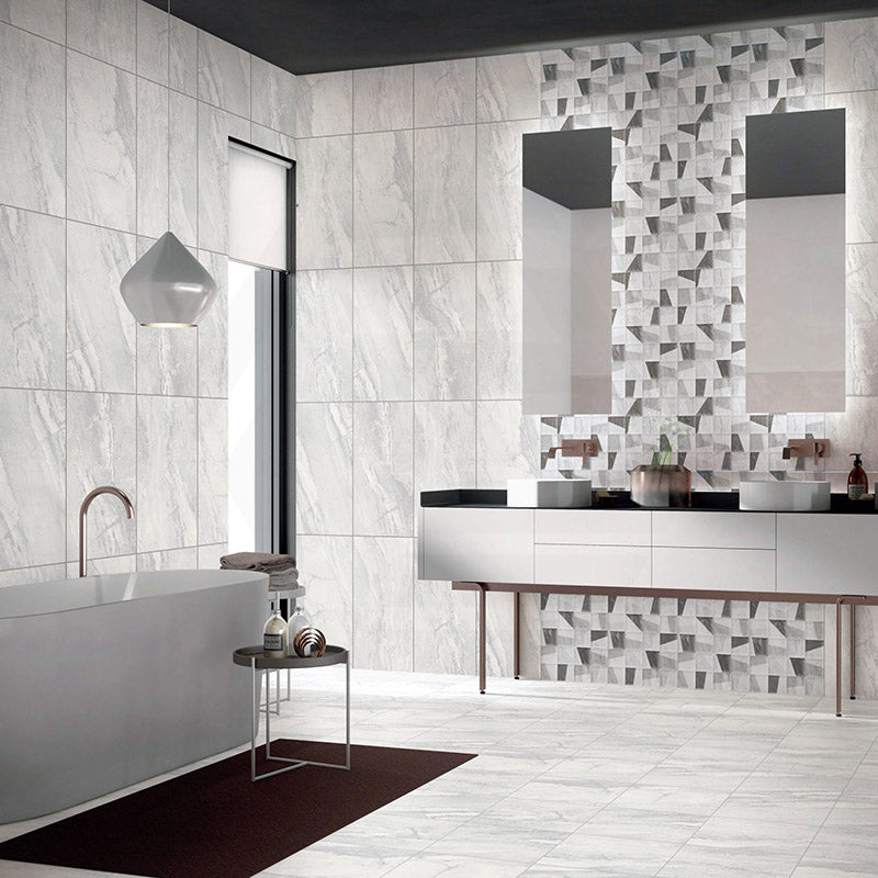 Ceramic Pacific GEO Decor Light Grey Polished 300×600mm Tile