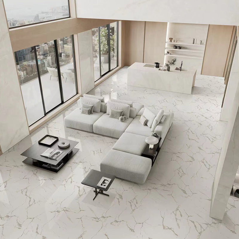Valetta Calcutta White Polished Marble Look Tile 600x1200mm