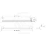 Kohler 610Mm Single Square Matt Black Towel Rail Wall Mounted Rails