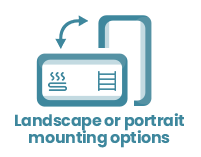 Landscape or portrait mounting options.