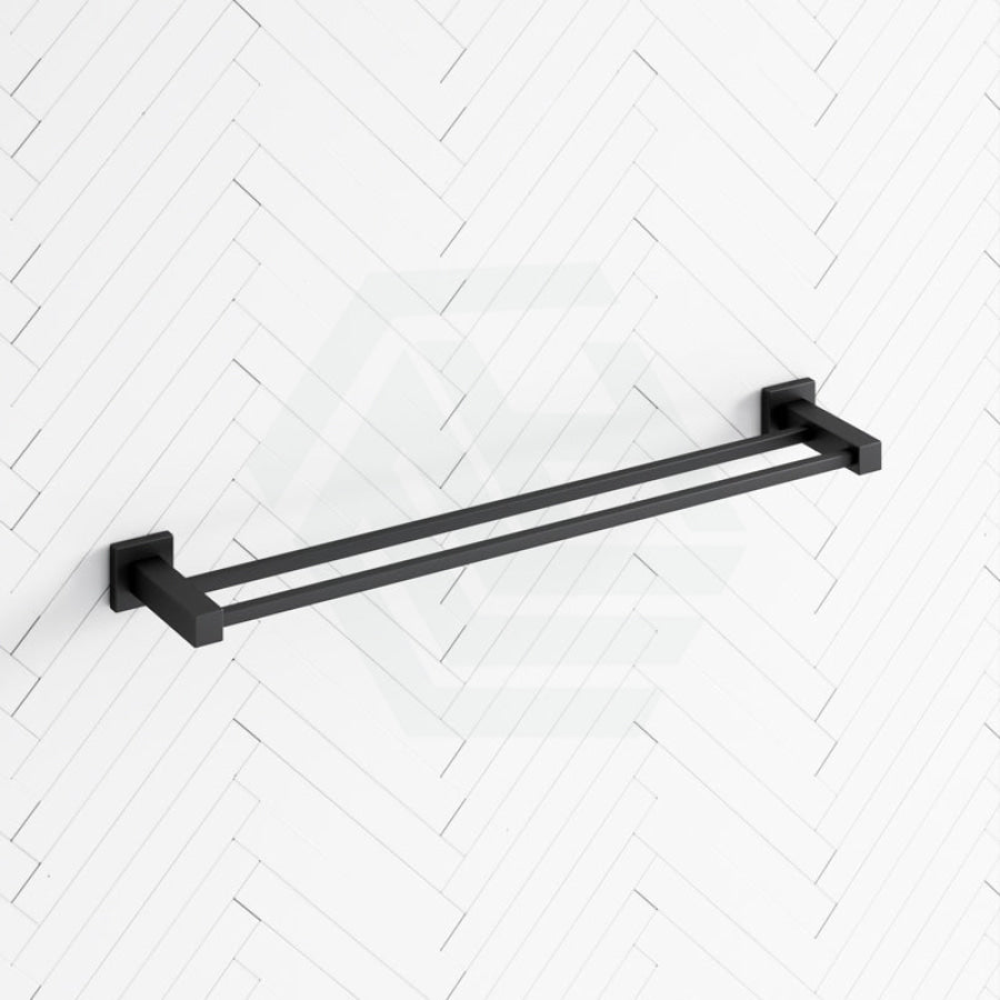 Double Towel Towel Rail Matte Black Matte Black Stainless Steel