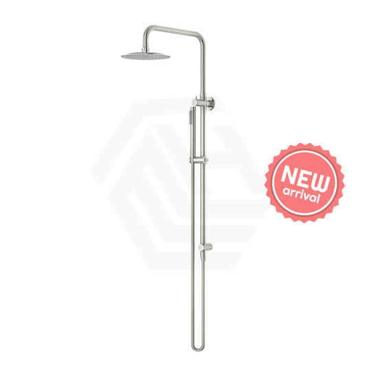 Linkware Elle 316 Brushed Stainless Twin Shower On Rail Showers