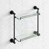 Linkware Loui Gloss Black Glass Double Shelf Solid Body Back To Wall Bathroom Shelves