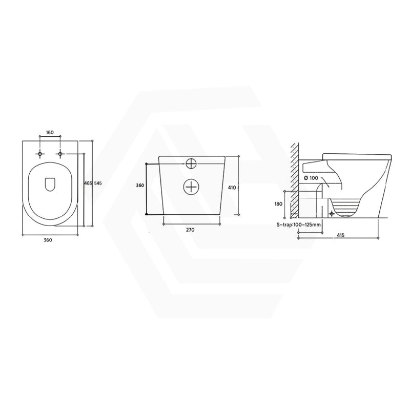 Lukka Acadia Tornado Rimless Wall Faced Toilet Pan Only 545x360x410mm - Various Colours