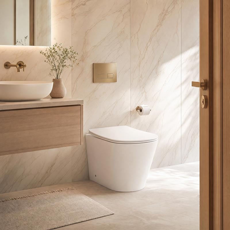 Lukka Acadia Tornado Rimless Wall Faced Toilet Pan Only 545x360x410mm - Various Colours