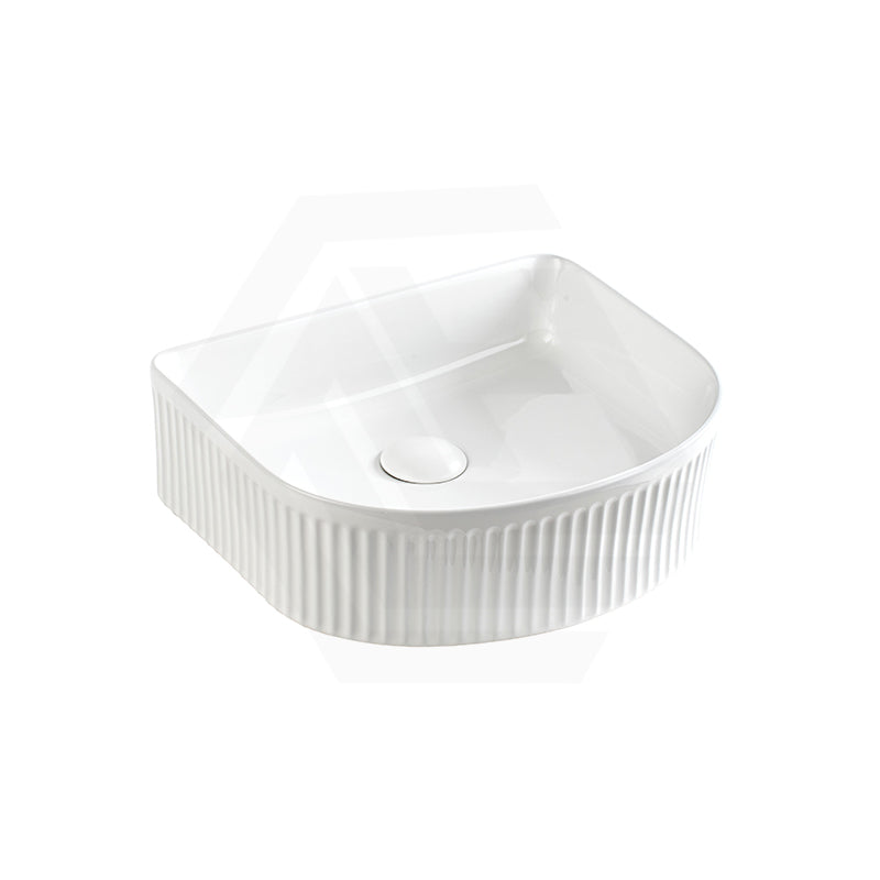 Lukka Arco 400x350x130mm Flueted Fine Ceramic Above Counter Basin Gloss White