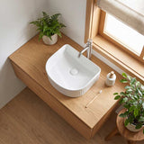Lukka Arco Flueted Fine Ceramic Above Counter Basin 400x350x130mm - Variant Colour