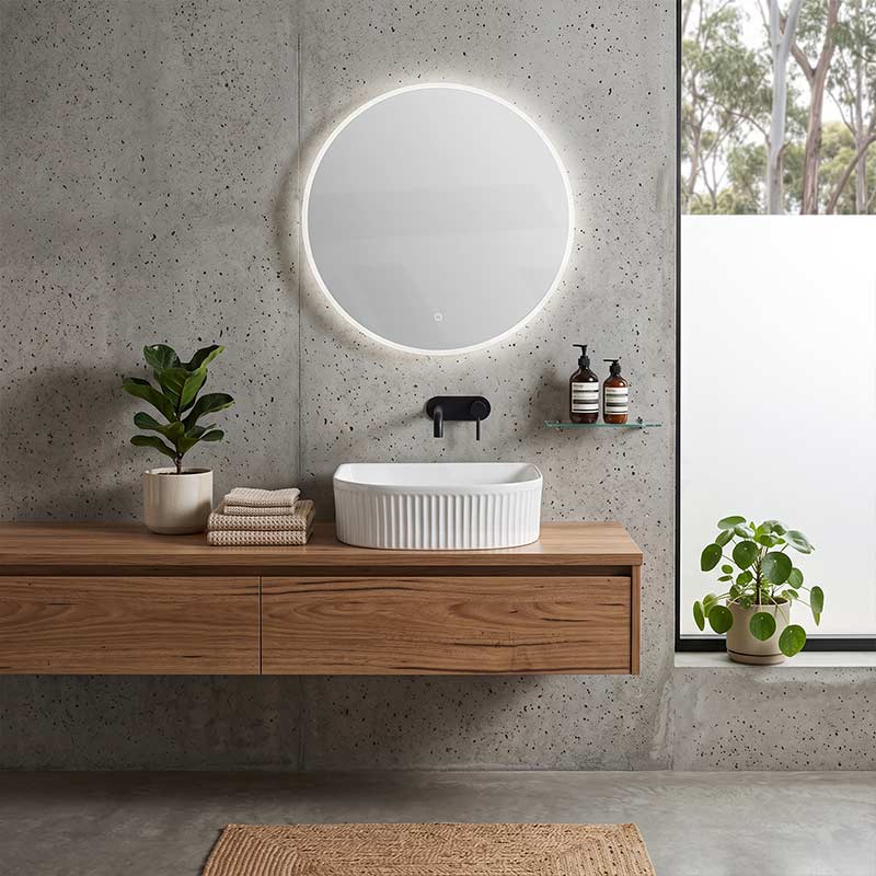 Lukka Arco Flueted Fine Ceramic Above Counter Basin 400x350x130mm - Variant Colour