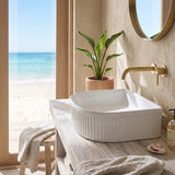 Lukka Arco Flueted Fine Ceramic Above Counter Basin 400x350x130mm - Variant Colour