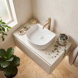 Lukka Arco Flueted Fine Ceramic Above Counter Basin 400x350x130mm - Variant Colour