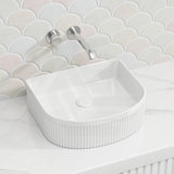 Lukka Arco Flueted Fine Ceramic Above Counter Basin 400x350x130mm - Variant Colour