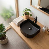 Lukka Arco Flueted Fine Ceramic Above Counter Basin 400x350x130mm - Variant Colour
