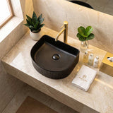 Lukka Arco Flueted Fine Ceramic Above Counter Basin 400x350x130mm - Variant Colour