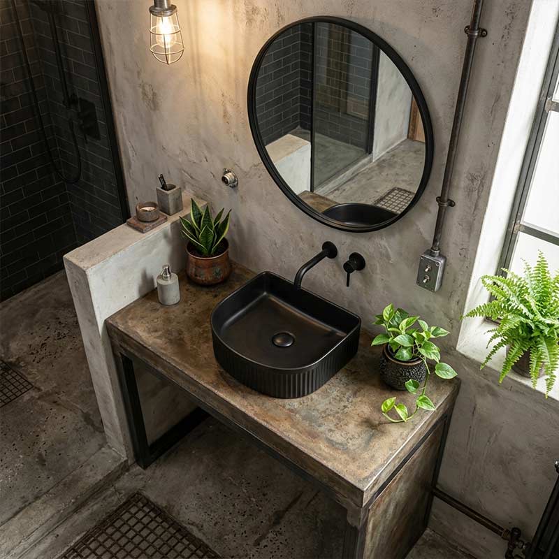 Lukka Arco Flueted Fine Ceramic Above Counter Basin 400x350x130mm - Variant Colour