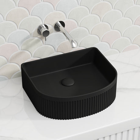 Lukka Arco Flueted Fine Ceramic Above Counter Basin 400x350x130mm - Variant Colour