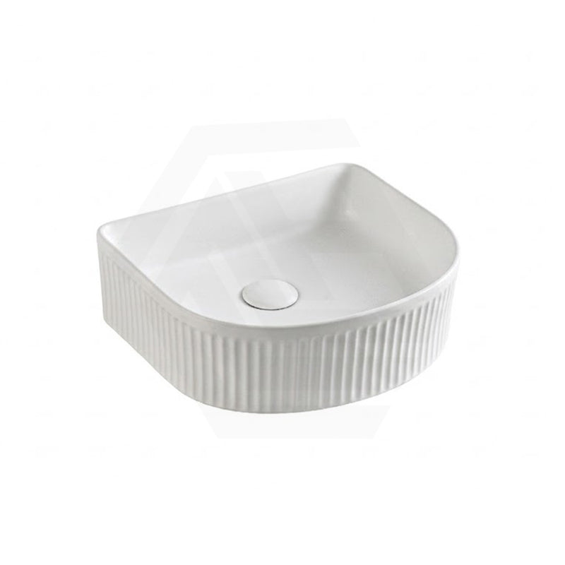 Lukka Arco 400x350x130mm Flueted Fine Ceramic Above Counter Basin Matt White
