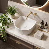 Lukka Arco Flueted Fine Ceramic Above Counter Basin 400x350x130mm - Variant Colour
