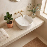 Lukka Arco Flueted Fine Ceramic Above Counter Basin 400x350x130mm - Variant Colour