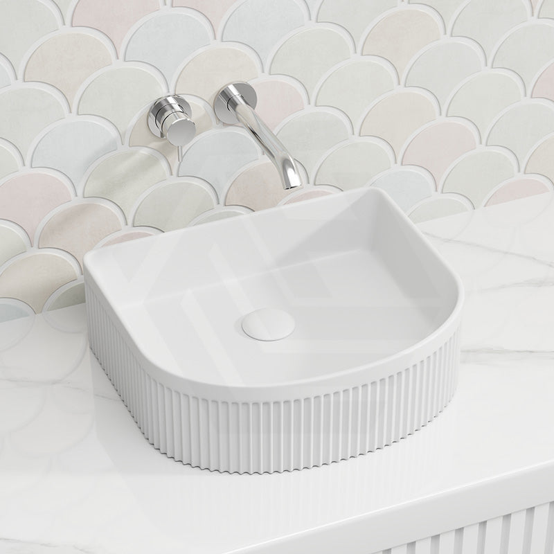 Lukka Arco Flueted Fine Ceramic Above Counter Basin 400x350x130mm - Variant Colour