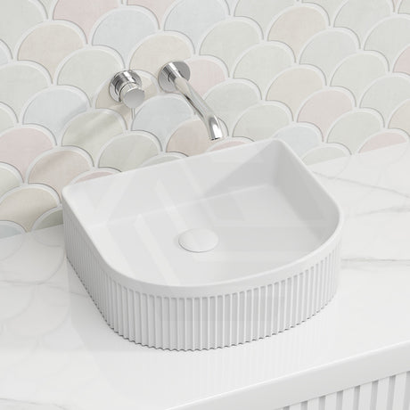 Lukka Arco Flueted Fine Ceramic Above Counter Basin 400x350x130mm - Variant Colour