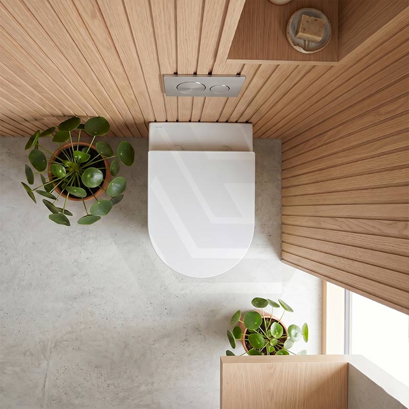 Lukka Agena Rimless Wall Faced Toilet with Sigma8 Inwall Cistern & Sigma Buttons - Gloss White