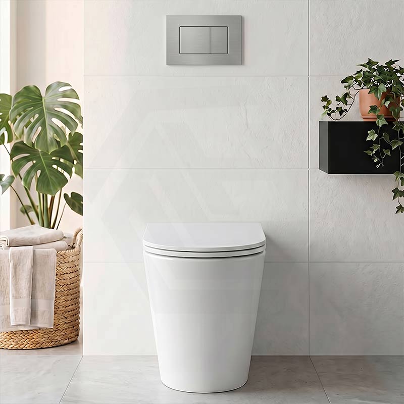 Lukka Agena Rimless Wall Faced Toilet with R&T Inwall Cistern & Buttons - Gloss White