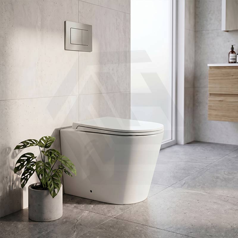 Lukka Agena Rimless Wall Faced Toilet with R&T Inwall Cistern & Buttons - Gloss White