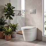 Lukka Agena Rimless Wall Faced Toilet with R&T Inwall Cistern & Buttons - Gloss White