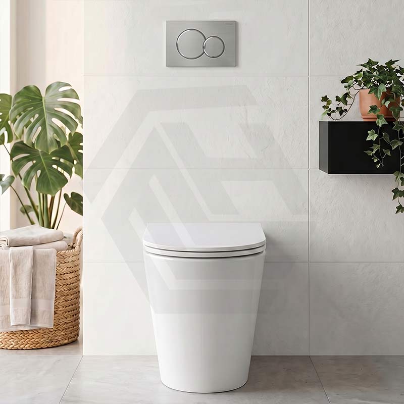 Lukka Agena Rimless Wall Faced Toilet with Sigma8 Inwall Cistern & Sigma41 Buttons - Gloss White