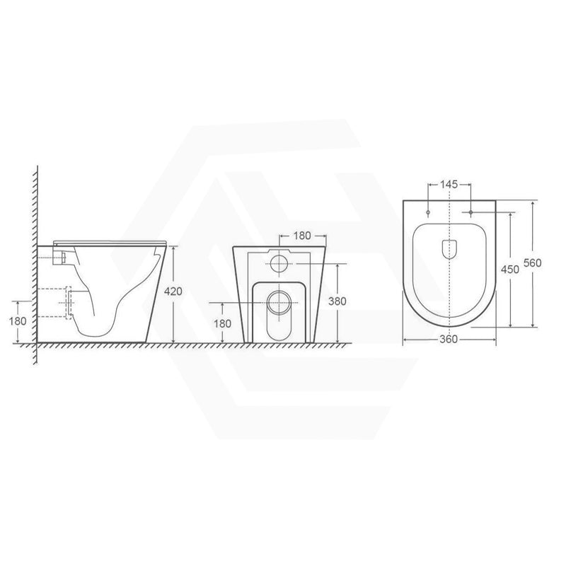 Lukka Agena Rimless Wall Faced Toilet Pan Only Nano Glaze 560x360x420mm - Gloss White